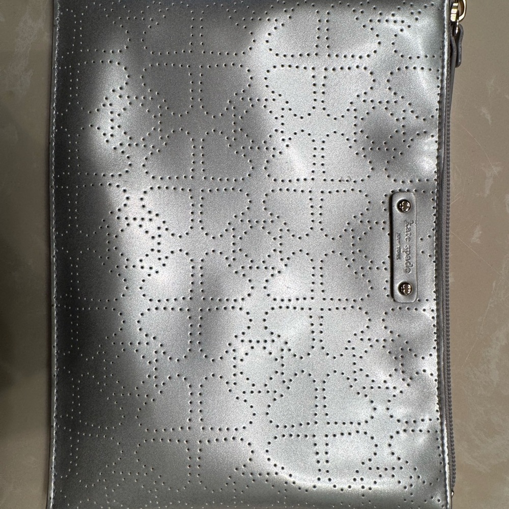 Silver Kate Spade Cosmetic Bag